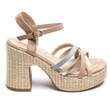 Women's High Platform Sandals With Block Heels And Ankle Strap - Camel - View 2