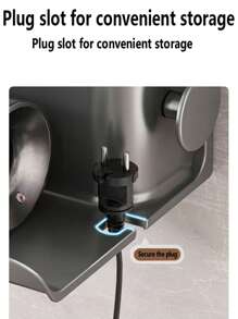 1pc No-Drill Wall Mounted Dual Compartment 2-In-1 Hair Dryer Holder & Storage Rack, Bathroom Organizer