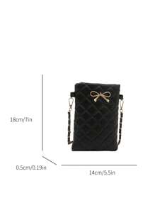 Mini Fashion Solid Color Quilted Small Bag With Diamond Grid Bow Hardware Decoration Chain Crossbody Bag, Suitable For Shopping, Wallet, Shopping, Young Women, College Students, Newcomers, And White Collars. They Are Very Suitable For Offices, Universities, Work, Business, Commuting, Outdoor Activities, Travel, And Outings