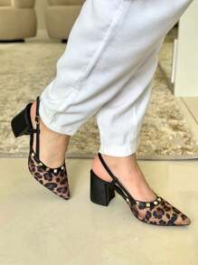 Open Pump With Pyramids – 7cm Heel | Colors: White, Black, Caramel And Leopard. - O - 查看 1