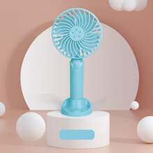 1pc Mini Handheld USB Rechargeable Personal Fan, 3 Speed Adjustable, Portable Plastic Wearable Design, Button Control, Suitable For Indoor/Outdoor Use, Great For Office, Travel, Camping