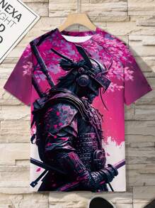 Camiseta de hombre con diseño de samurai japonés impreso en 3D