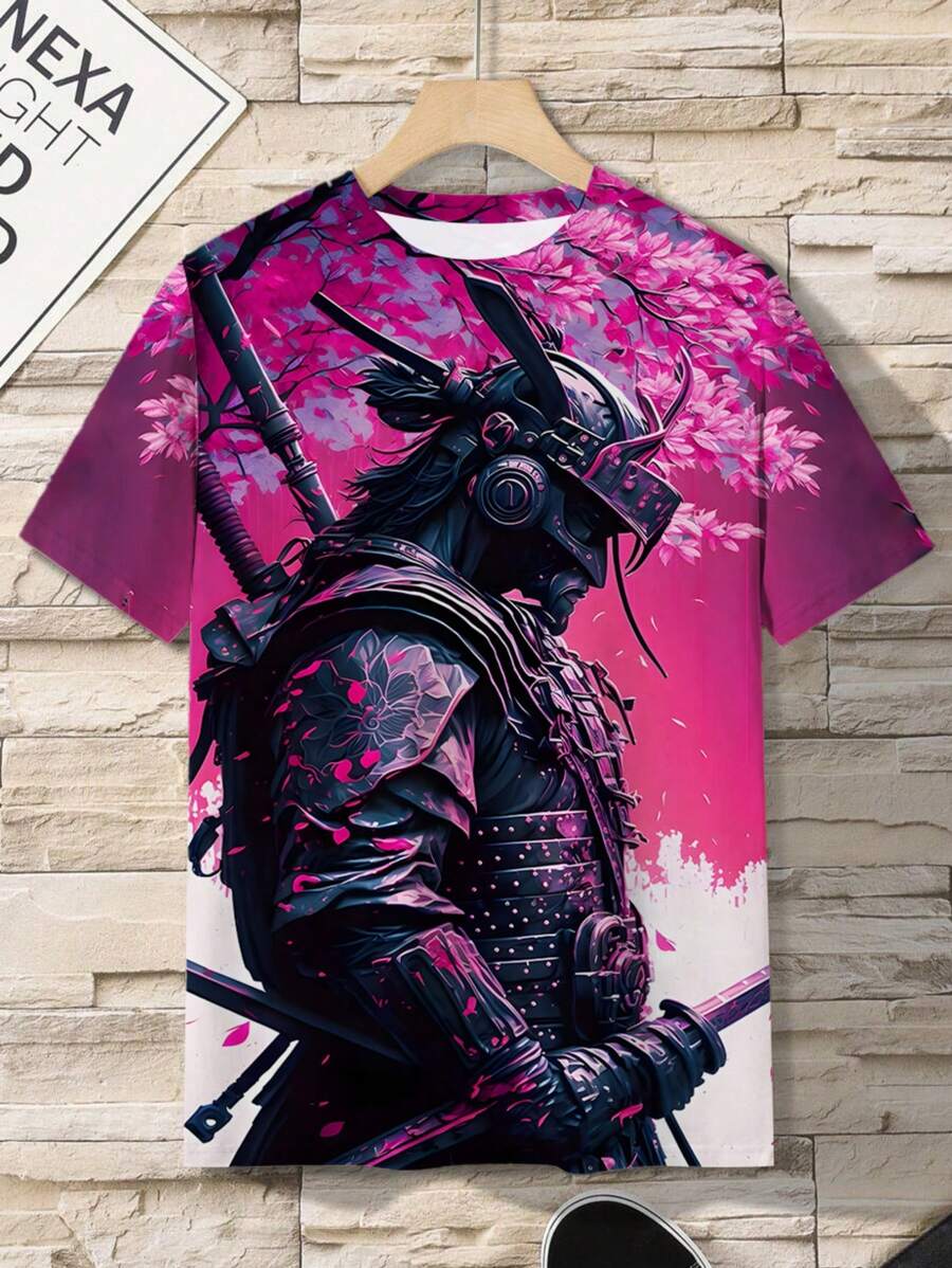 Camiseta de hombre con diseño de samurai japonés impreso en 3D