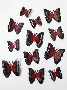 12 pièces Décorations de papillons pliables 3D et pailletés, pour restaurant, salon, chambre à coucher stickers personnalisés