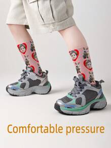 1 Pair Customized Face Design Mid-Calf Socks For Girls And Boys, Personalized Teenage Crew Socks With Unique Photos, Suitable For Daily Wear, Holidays, Birthdays, Gifts And Other Occasions - Multicolor - View 6