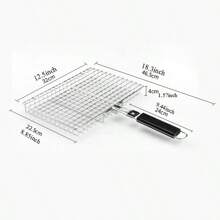 Cestello per barbecue pieghevole, utensile e accessori da cucina per esterni, cestello per barbecue, grande capacità, manico rimovibile, per grigliare pollo, pesce, gamberi, verdure, gadget da cucina, forniture per barbecue all'aperto - Manico nero - Visualizzare 8