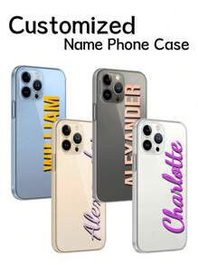 1pc Customized Name Phone Case, Personalized Name Design Compatible With IPhone 11 12 13 14 Pro 15 16 Pro Max Case, Customized Name Galaxy S21 S22 FE S23 S24 Plus S25 Ultra Case, Personalized Phone Case With Picture, Custom Image Phone Case, Anniversary Gift - Multicolor - View 3