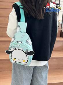 Sanrio 1pc Pochacco Lightweight Adjustable Strap Crossbody Bag, Comfortable Soft Texture Durable Cute Cartoon Children Shoulder Bag, For Daily Outings & Gifts, Sanrio Licensed