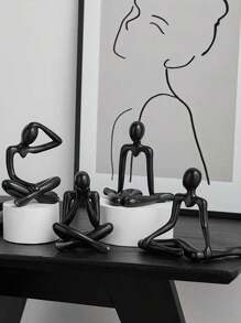 4 stuks creatieve abstracte menselijke standbeelden, moderne minimalistische contemplatieve sculptuur, woondecoratie voor woonkamer, bureau