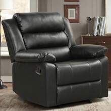 PU Leather Manual Recliner Chair Single Recliner Sofa With Comfortable Armrest For Living Room - màu đen - Xem 5