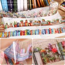 1 Rotolo di Nastro Decorativo in PET, Serie a Tema Libri per Fai Da Te, Costruzione di Scenografie, Forniture Scolastiche, Ritorno a Scuola