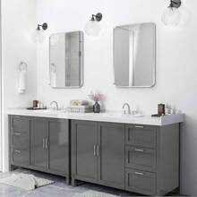 **22"X30" Brushed Nickel Frame Bathroom Mirror - Rectangular Wall Mirror With Rounded Corners, Tempered Glass, Shatter-Resistant, Rust-Proof - Suitable For Horizontal Or Vertical Hanging - Silver** Home Bathroom Decor
