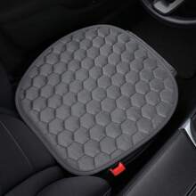1 pièce Coussin de siège de voiture court en peluche d'hiver doux avec ours brodé et motif nid d'abeille. Épais, antidérapant et réchaud pour le siège avant de voiture