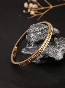 1pc Titanium Steel 18K Gold Plated Chain Bracelet, Embedded Design, No Color Fade, Fashion Versatile Personalized, Suitable For Women's Daily Wear, Party, And Gift