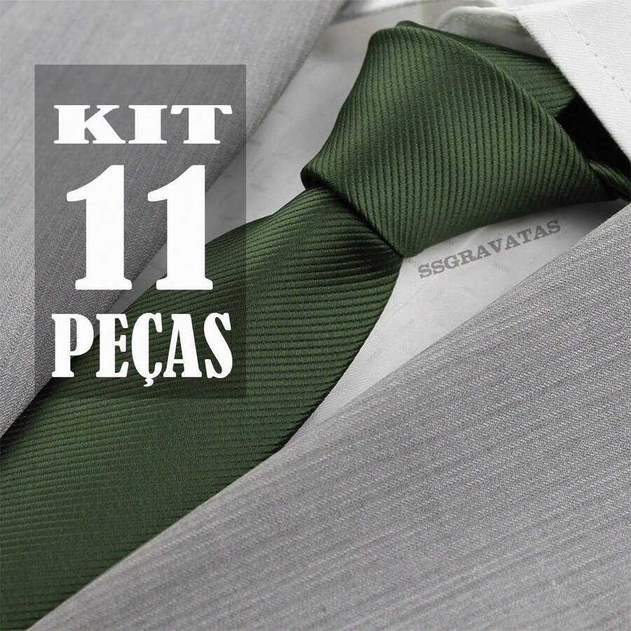 Dark Olive Green Slim Ties Gr454 Wedding Graduation Events - Pack Of 11 Ties Gr454 - View 1