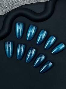 30 piezas de uñas postizas medianas de ojo de gato nude, set de manicura que incluye 1 hoja de adhesivos y 1 lima pequeña, perfectas para uso diario