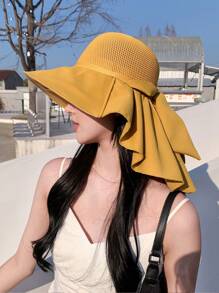 1pc Women Summer Hat, Outdoor Travel Sun Hat, Mesh Breathable Sunhat, Suitable For Summer Sun Protection - Bucket Hat - View 9
