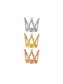 1/2/3/5/6/10 件迷你小号水钻皇冠金色迷你皇冠蛋糕装饰适用于插花派对生日婚礼装饰 - 金色 - 查看 21