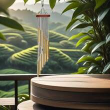 Outdoor Wind Chimes Made Of Solid Wood And Aluminum With 6/12 Tubes, Suitable For Hanging On Balconies Or Doors As A Decorative Gift. - Beige - View 6