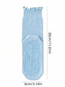 1Pair/6Pairs Solid Color Yoga Socks With Rolled Edges, Non-Slip Mid-Calf Socks For Indoor Fitness And Pilates, Seamless Sports Socks For Women