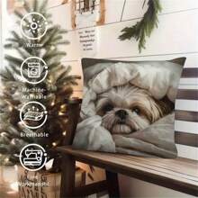 1pc Festive Polyester Inches Single-Sided Print Throw Pillow Case - 1pc Gentle Shih Design For Home Decor(No Pillow Insert),Fall Decor,Autumn Decor,Room Decor - Apricot - View 5