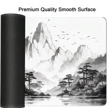 1 Peça Mousepad de Arte Preto e Branco Estilo Chinês Pintura a Tinta Grande Mousepad Gamer Tapete de Teclado Tapetes de Mouse XXL Tapete de Mesa de Borracha Design