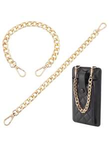 1pc 12 Inch Silver Short Purse Extender Chain Flat Chain Strap Metal Bag Strap Replacement For DIY Metal Shoulder Hand Bag Wrist Bag Extended Crossbody Bags Decorations Purses Beach Vacation - Black - View 3