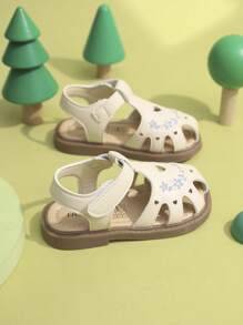 1 双 2025 幼儿女孩露趾夏季凉鞋，韩版轻便儿童步行鞋 - 米色 - 查看 7