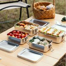 Roestvrijstalen 304 meerlaagse bentobox met scheidingswanddeksel, lekvrije lunchbox voor picknicks in de buitenlucht