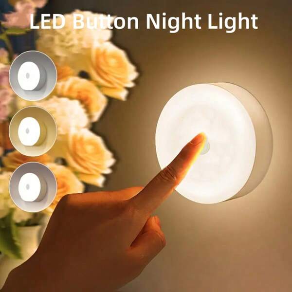 1 pieza/3 piezas/6 piezas Luz de noche recargable LED mini, lámpara de mesita de noche montada en la pared, brillo y temperatura de color ajustables, iluminación magnética para gabinetes, apta para autos, dormitorios, habitaciones de bebé, baños, armarios, cocinas (250mAh)