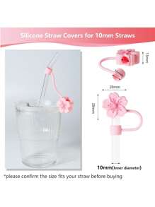 兼容 杯配件 1 件黑粉色吸管盖，用于杯吸管盖，1 件可爱心形字母和圆形字母饰物，适用于 30&40 盎司带手柄玻璃杯，字母饰物配件的长度为 3.94 英寸。个性化字母配件