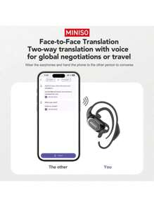 Miniso MS156 AI翻译耳机，超长续航，沉浸式高品质音效，远距离连接，内置麦克风，适用于学习、商务和运动。 - Purple MS156 Al - 查看 3