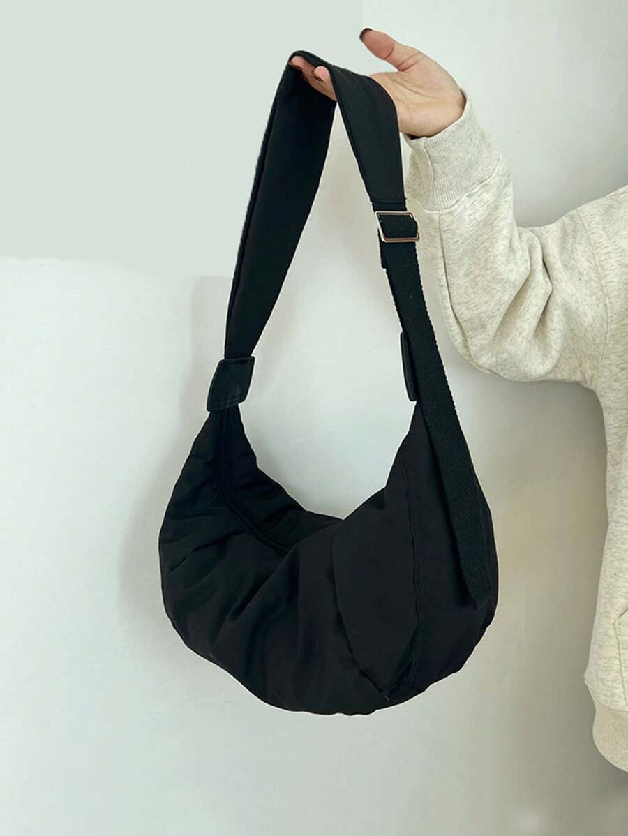 Minimalist Fashion Dumpling Shaped Tote Bag, Versatile Wide Strap Large Capacity, Suitable For Daily Commute And School, New Vintage Durable Women Shoulder Bag