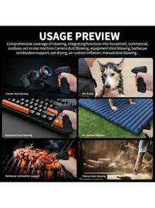 Mini ventilador a turbina, soplador de aire con turbina a 130,000RPM, soplador eléctrico de 3 velocidades ajustables, velocidad del viento 52m/s con motor sin escobillas, ventilador manual de alto rendimiento para automóviles, para inflar cojines de aire, secar mascotas, secador de pelo para barbacoa