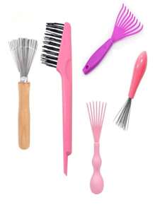 多件套 - 梳子清洁器。可清洁各种类型的梳子。刷头的弧形设计使其更容易钩出头发和头皮屑。它是每个家庭的必备物品。 - 彩色 - 查看 12