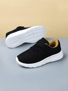 Breathable Fabric & Mesh Slip-On Sneakers, Soft & Simple Design, Adjustable Strap, Ultra-Light & Bounce-Back Sole, Fashion Athletic Shoes For Daily Wear, Running, Sports, All Seasons - Black and White - View 5