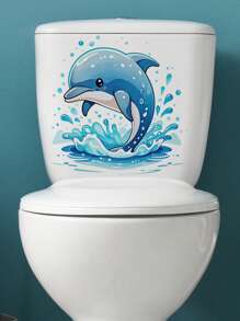 Cute Dolphin Sea Turtle Toilet Tank Sticker, Bathroom Decal Accessories, Floral Toilet Tank Decals, Home Room Decoration, Stickers, Wall Decal, Vinyl Decal For Home Decorations, Spring Decoration Items Refresh Your Home, Stickers Gifts Birthday Graduation Wall Decor Bathroom Decor Bedroom Decor Room Decoration Stuff Living Room Decor House Decor Home Decor Living Room Wall Art Wall Paper Personalised Stickers - Multicolor - View 9