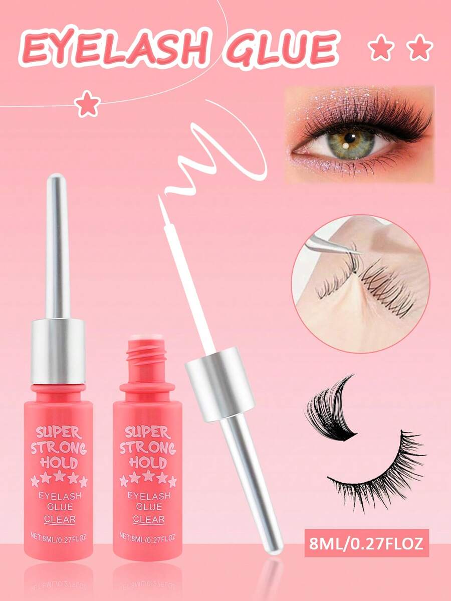 1支8毫升（0.27液盎司）假睫毛胶水，超强粘性，24小时持久不脱妆，防水，不含乳胶，最佳睫毛胶水，透明白色睫毛胶水，8毫升（0.27盎司），完美纤长睫毛 - 白色 - 查看 1