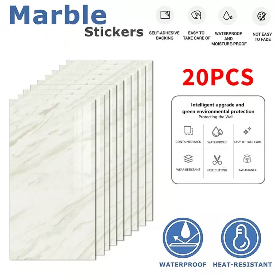 20PCS Self-Adhesive Black Marble PVC Cladding Wall Panels For Kitchen Bathroom Carnival Home Sticker - Albaricoque - Ver 1