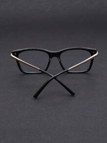 1 副男士商务风格矩形金属平光镜片眼镜，TR 镜框，适用于电脑、装饰、时尚搭配、日常使用 - 彩色 - 查看 5