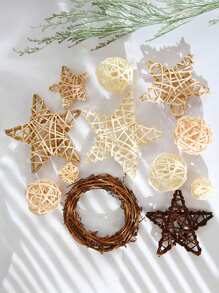 Juego de 12 piezas/3 piezas de 6/9/12 cm (2.36/3.54/4.72 pulgadas) de relleno de jarrón de estrella de ratán natural, artesanías de árbol, masticables de ave doméstica, decoraciones de mesa para fiesta y boda, artesanía para el hogar, accesorios colgantes DIY, mejor regalo, adornos de decoración para el hogar, ramas de árbol, boda de jardín, fiesta de Halloween y Navidad, decoración de mesa de café, artesanías DIY