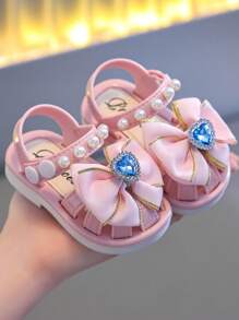 Toddler Girls' Close-Toe Sandals, 0-4 Years Old, Anti-Kick & Anti-Collision, Baby Prewalker Shoes, Kindergarten Princess Shoes, Spring & Summer New Soft Bottom Anti-Slip Fashion Baby Girls Sandals - Dusty Pink - View 5