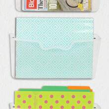 Simple Houseware Clear Single Pocket Wall Mount File Holder, 3 Pack - Clear - View 2