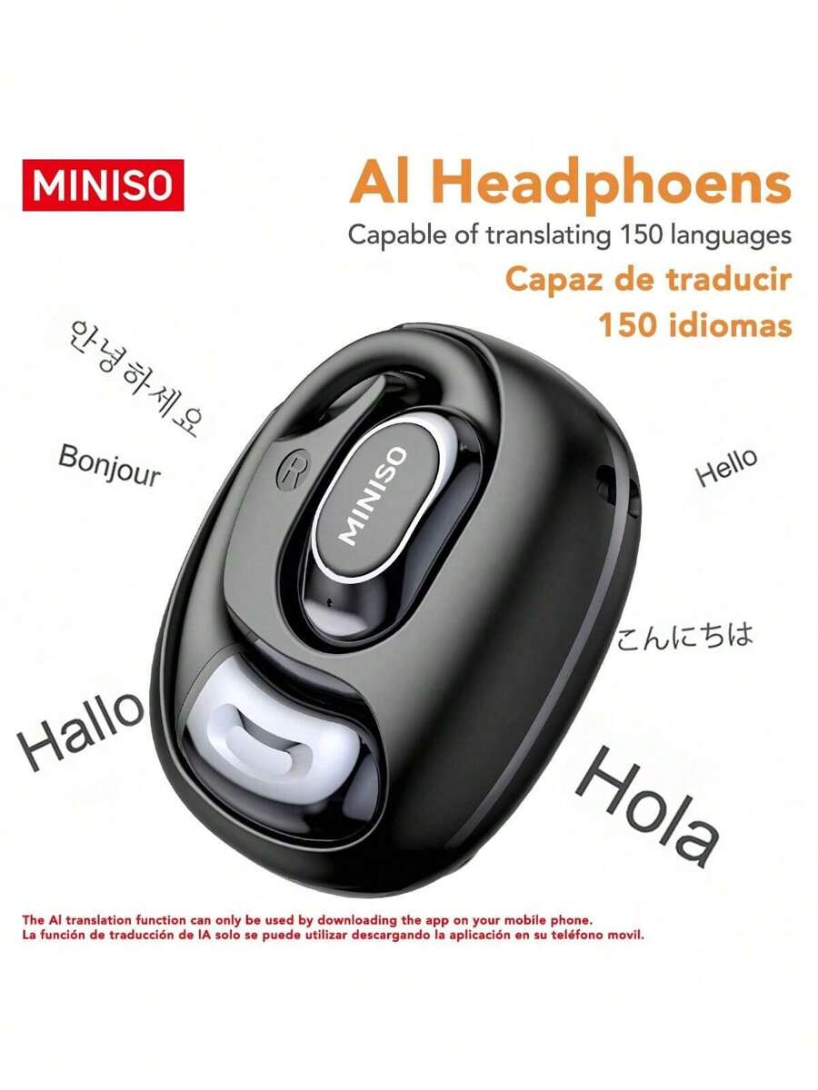 Miniso MS156 AI翻译耳机,超长续航,沉浸式高品质音效,远距离连接,内置麦克风,适用于学习、商务和运动。 - Black MS156 Al - 查看 1
