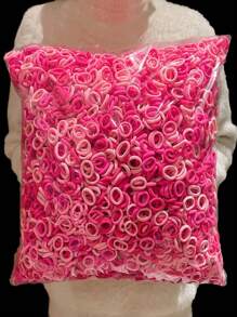 100pcs Pink Hair Scrunchies, Sweet & Simple Style, High Elasticity, Suitable For Casual Daily Use, All Season