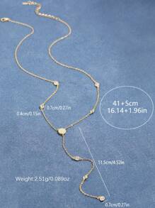 1pc 925 Sterling Silver Elegant Y-Shaped Necklace With Cubic Zirconia Circles, Unique Creative Design Women Jewelry Accessories - Yellow Gold - View 3