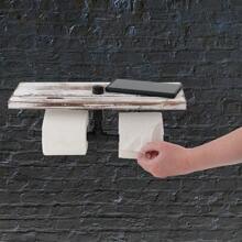 7Penn Wall-Mounted 2 Roll Toilet Paper Holder With Double Shelf - Stylish Farmhouse Decor Accessory