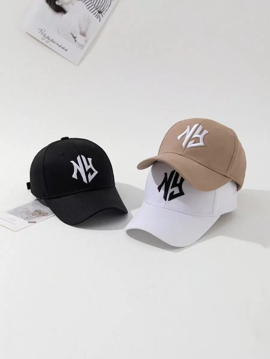 3 piezas Gorra de béisbol con bordado de estilo callejero de moda, ideal para primavera/verano, protección solar transpirable y atuendos diarios - Multicolor - Ver 1