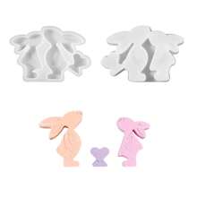 DIY Craft With Silicone Molds, A Pair Of Patterned Rabbit Statues, Concrete Gypsum Mold Sets, Irregularly Shaped Craft Tools For Home Decoration, Easter Decoration - Multicolor - View 8