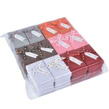 24pcs/12pcs Bow Cardboard Jewelry Gift Boxes  Packaging Box For Packaging Decoration Storage